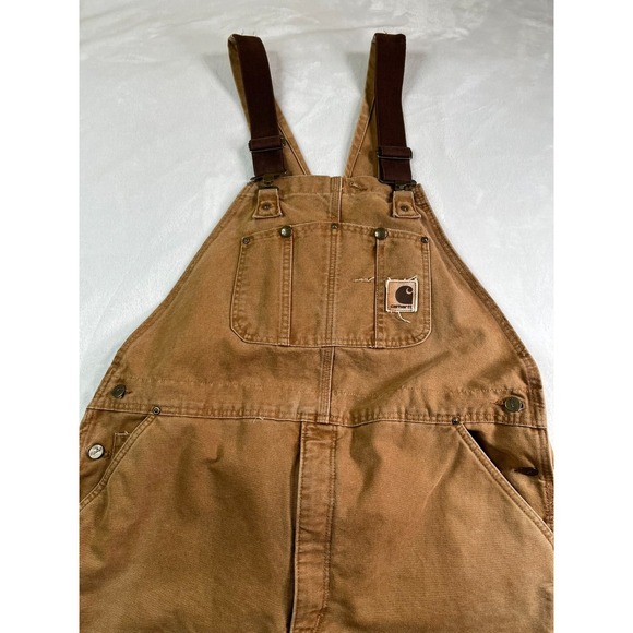 Carhartt 42 x 30 Duck Insulated Bib Overalls R27 Double Knee Union Made USA - Picture 2 of 15